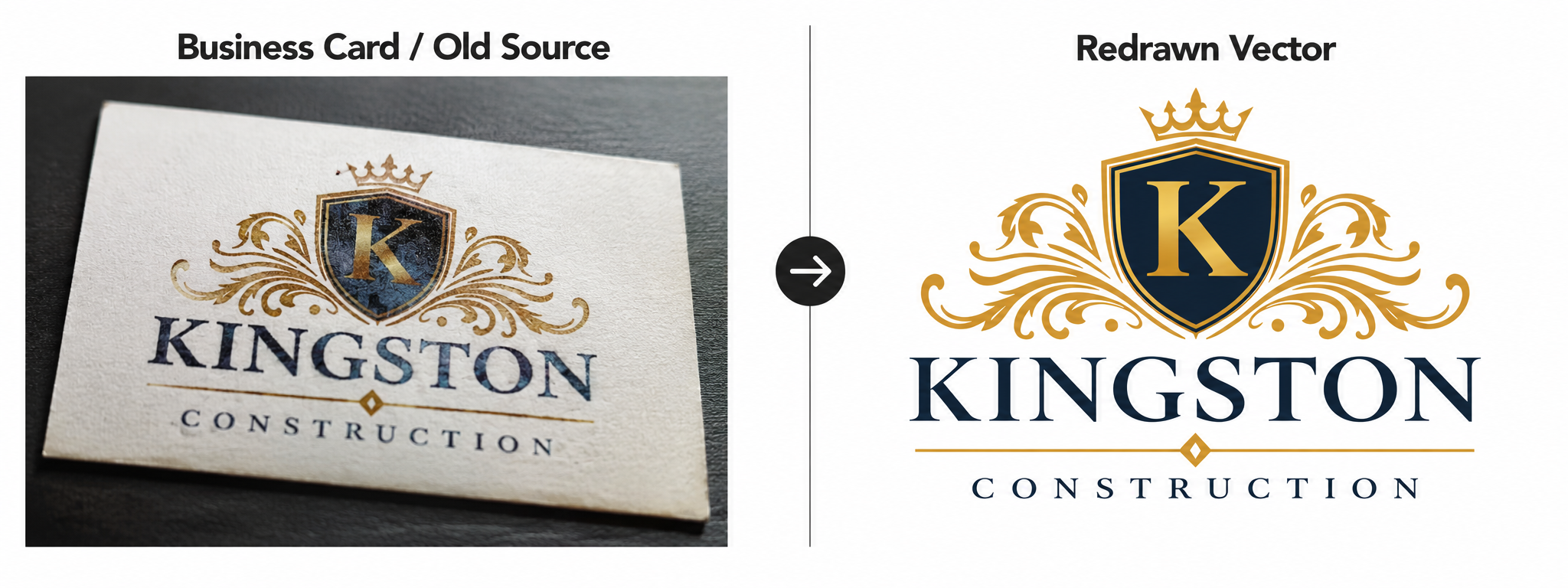 Old logo source material converted to professional vector file